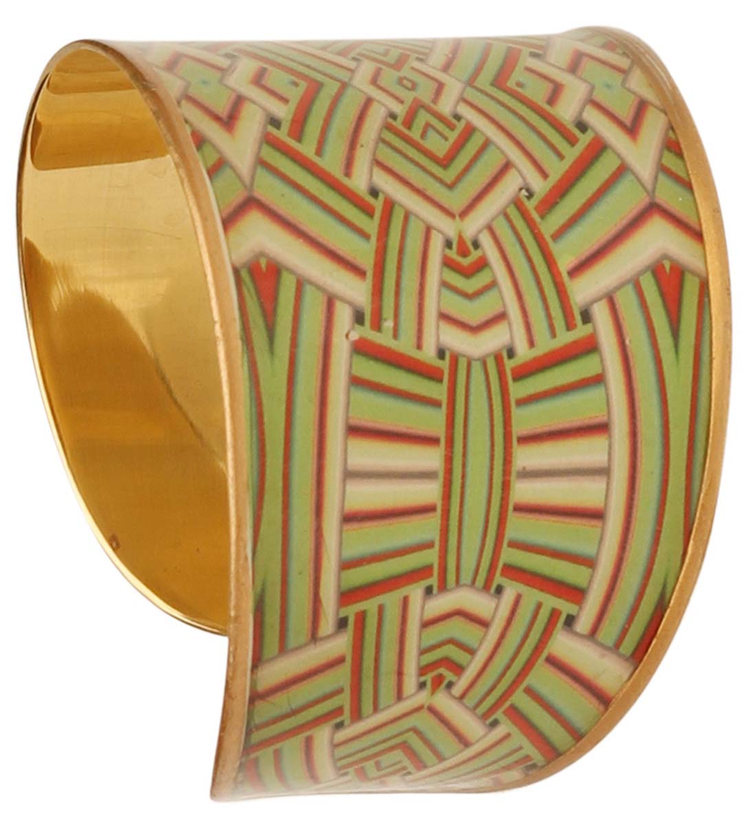 2.6” Brass Cuff Bracelet with Colorful Dimensional Pattern - Antique-Look Accessories / Jewelry / Gifts for Her - Buy in Bulk Wholesale
